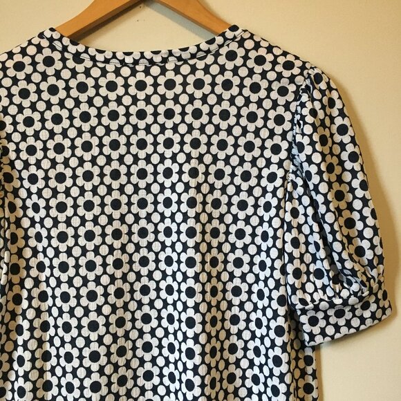 Puffy Shoulder Sleeve Floral Print Coquette Crepe Top - Picture 7 of 15